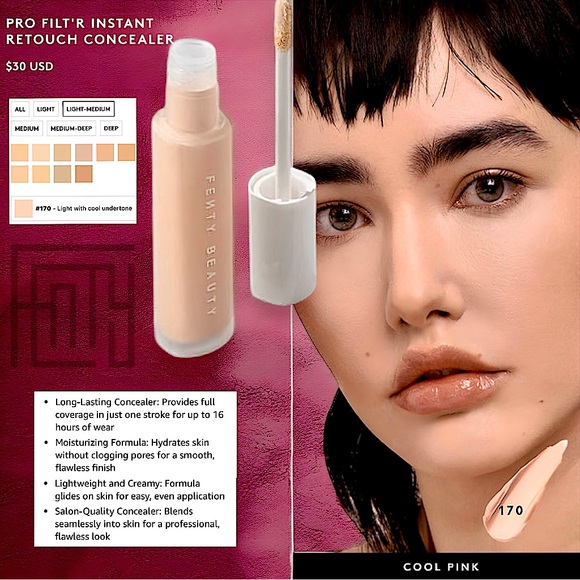 Fenty Pro Filt’r Instant Retouch Concealer (Shade #170) + Concealer Brush - Picture 3 of 12